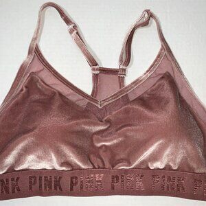 Victorias Secret PINK Sport Ultimate Lightly Lined Velvet Velour Racerback Bra L